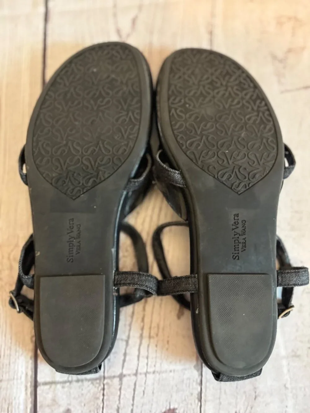 Simply Vera Vera Wang Black Denim Flat Sandals Size 10